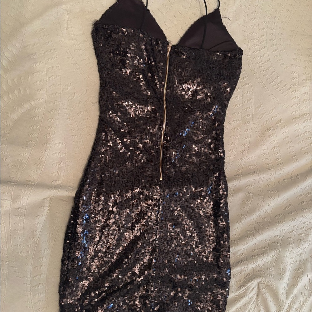 Mind Code Black Sequin Mini Dress - image 4
